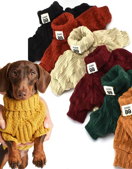 Load image into Gallery viewer, Dog Sweater Turtleneck Solid Color Dogs Clothes Warm Cotton for Puppy Small Medium Dogs Sweatshirt Jacket Chihuahua Teddy
